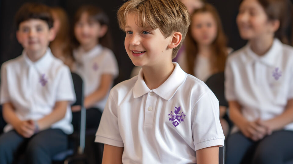 male student sitting in front of class