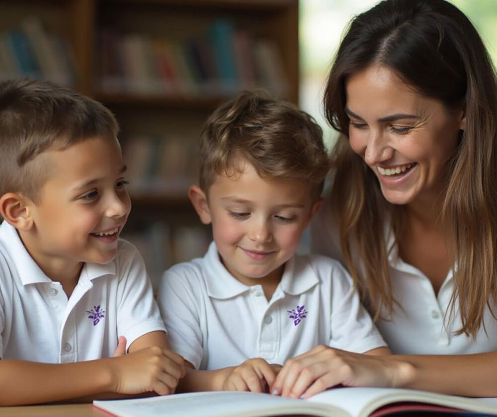 students reading