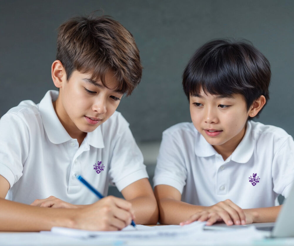 A White Student With An Asian Student Age 7 To 11