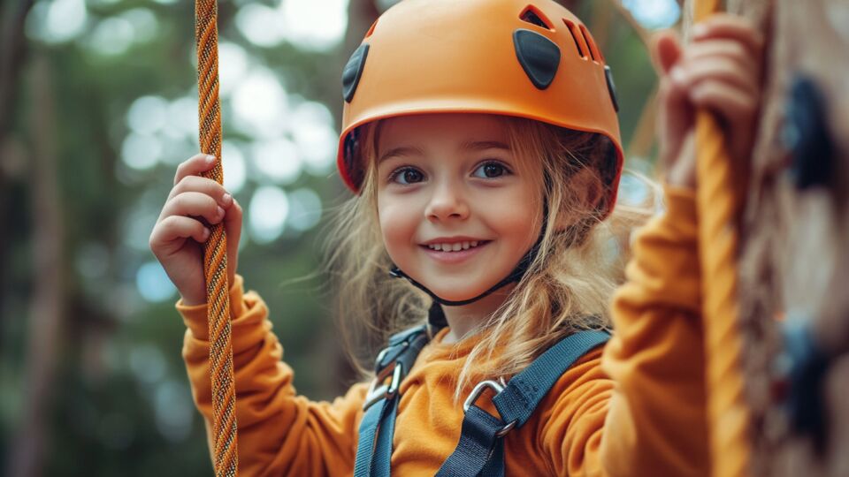 Little Girl Wearing Orange Helmet Wearing Orange Helmet