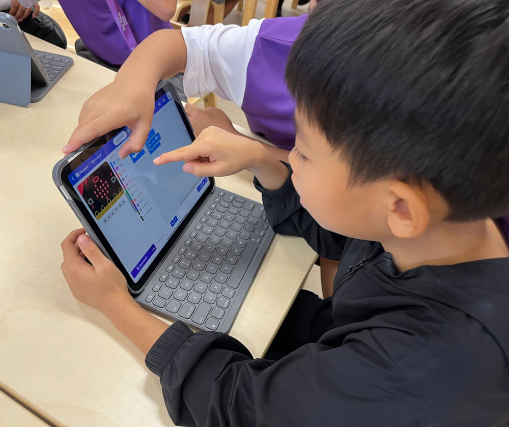 student using tablet
