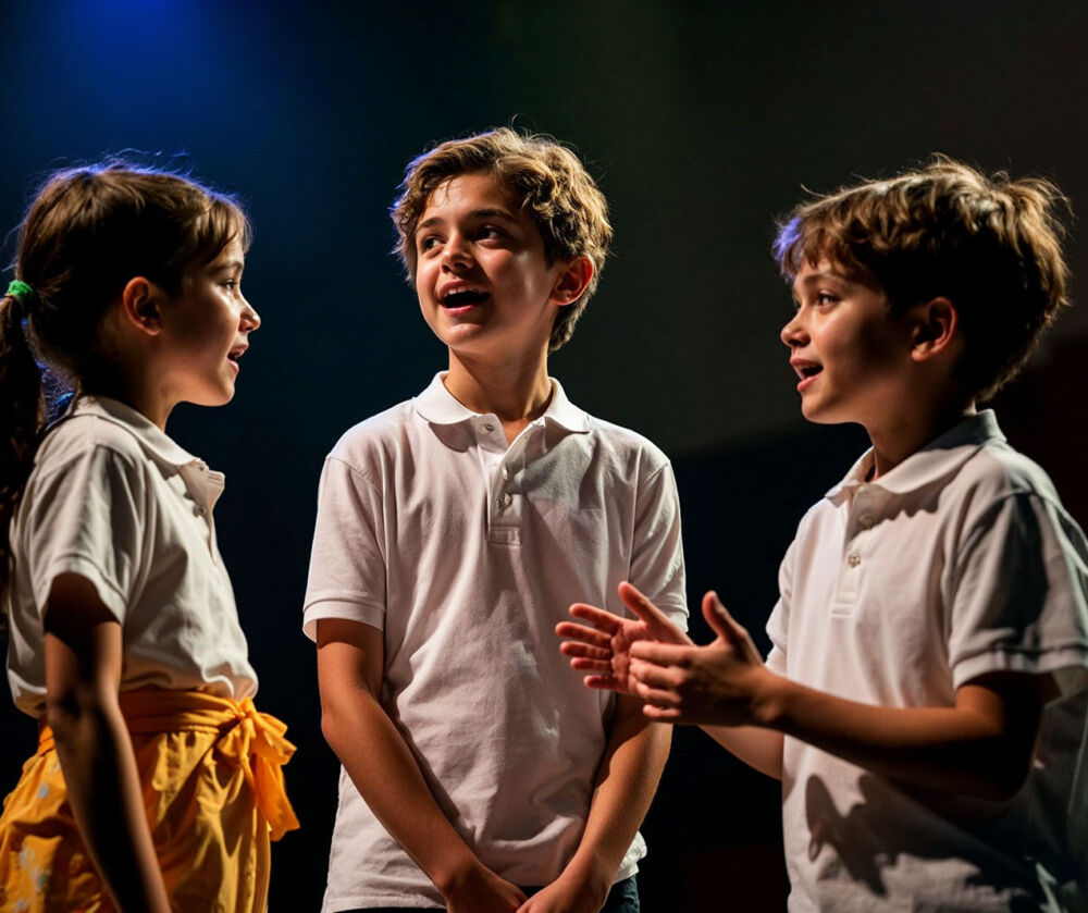 students performing on stage