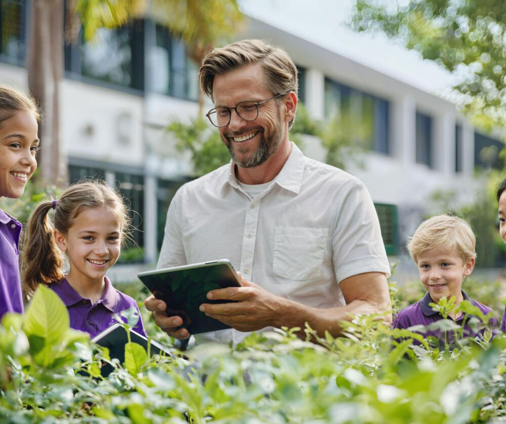 students outside